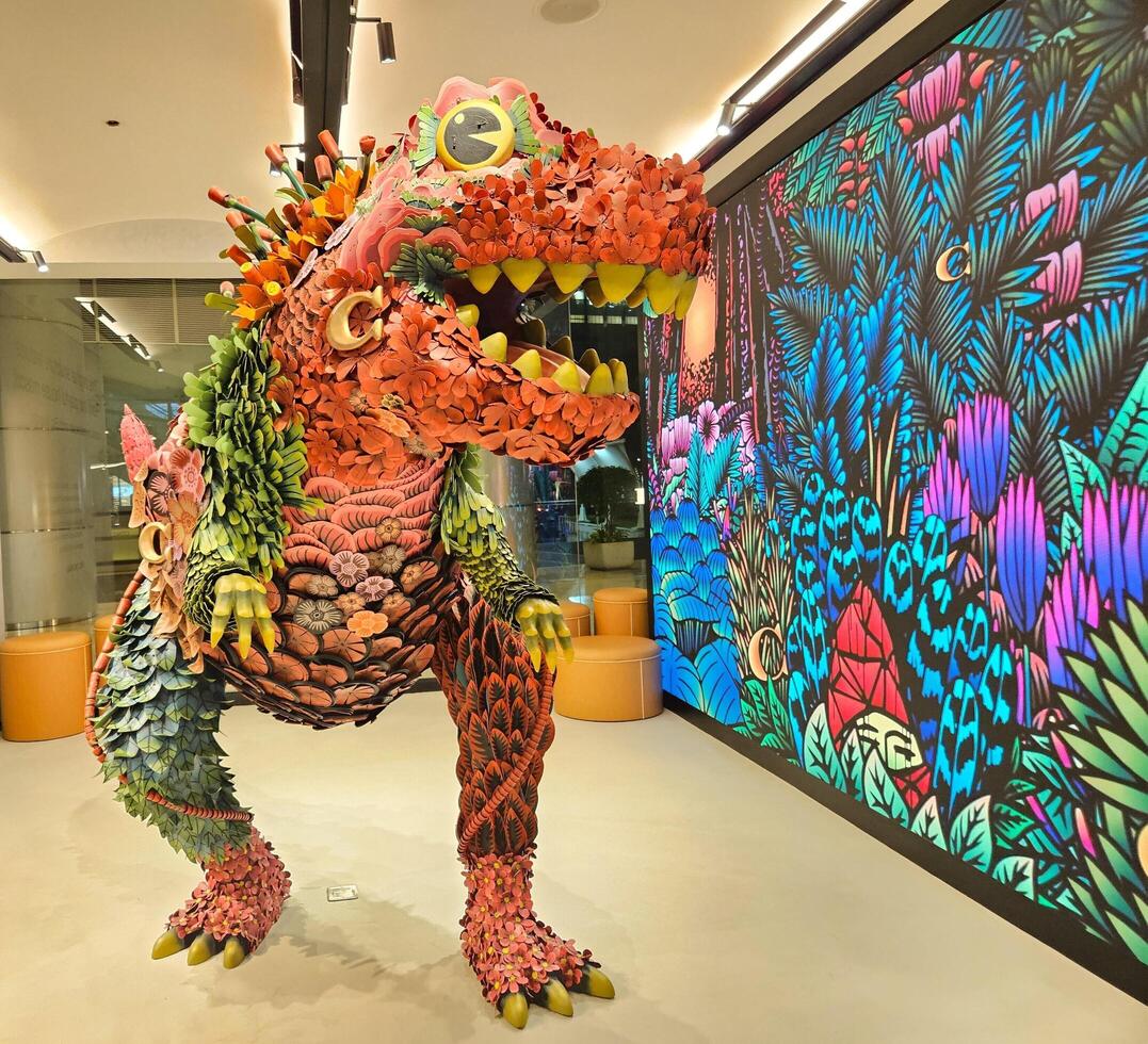 Jakarta, Indonesia - March 23, 2024, Beautiful dinosaurus statue at grand Indonesia Mall, jakarta photo