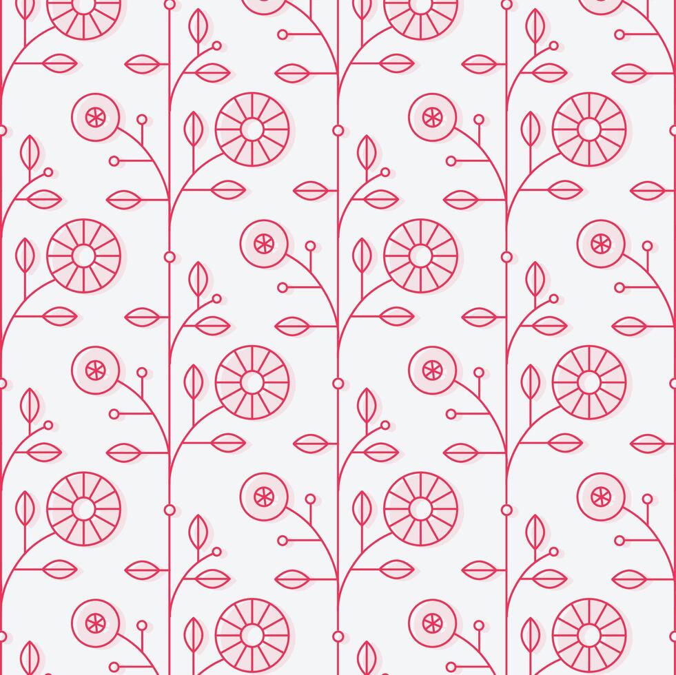Ethnic floral pattern drawing in linear style on white background vector