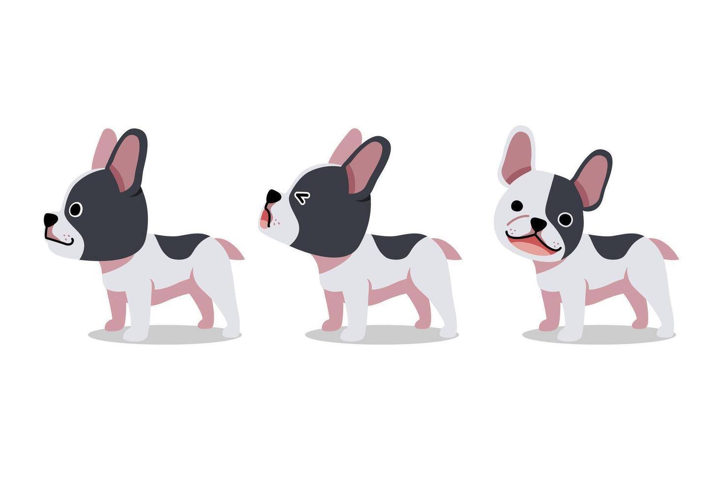Set of cartoon character cute french bulldog vector