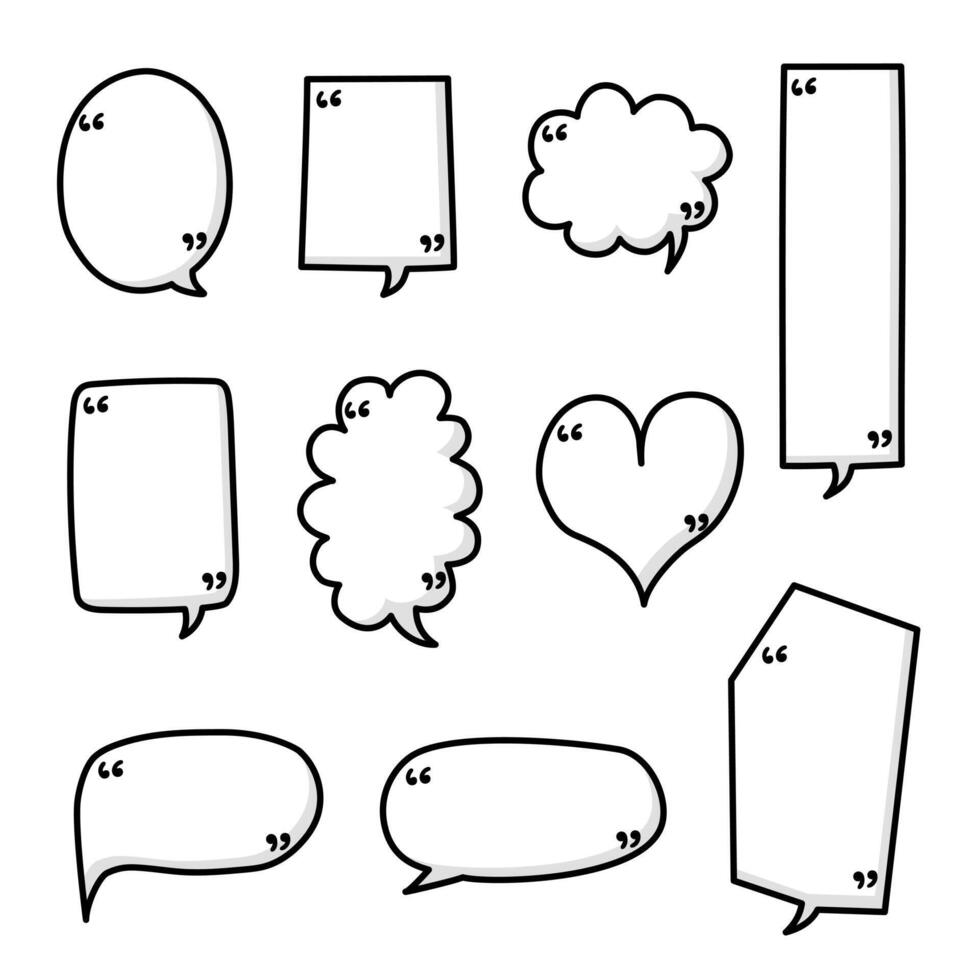 Black and white speech bubble balloon with quotation marks, icon sticker memo keyword planner text box banner vector