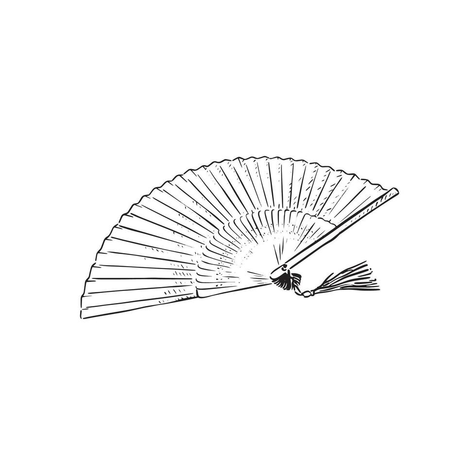 A line drawn sketch of a fan in black with shading vector