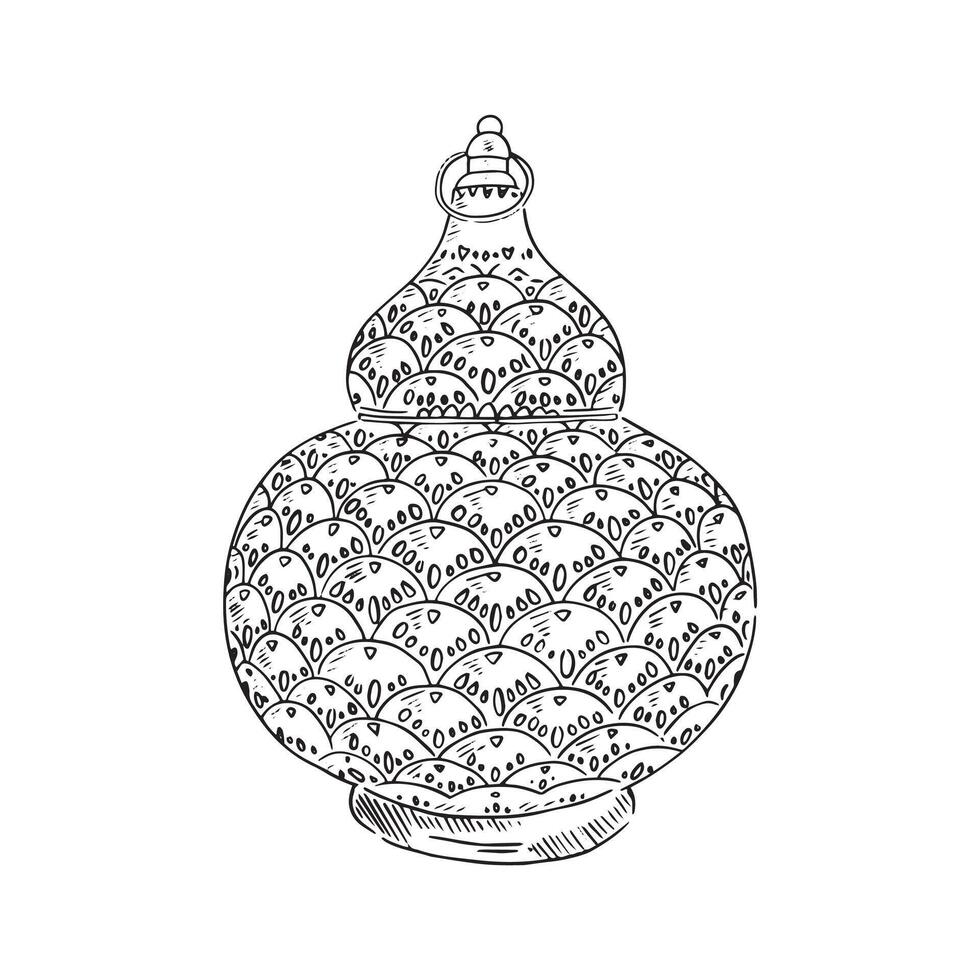 A modern Moroccan lantern made out of metal. Commonly found in the Souks of Morocco. vector