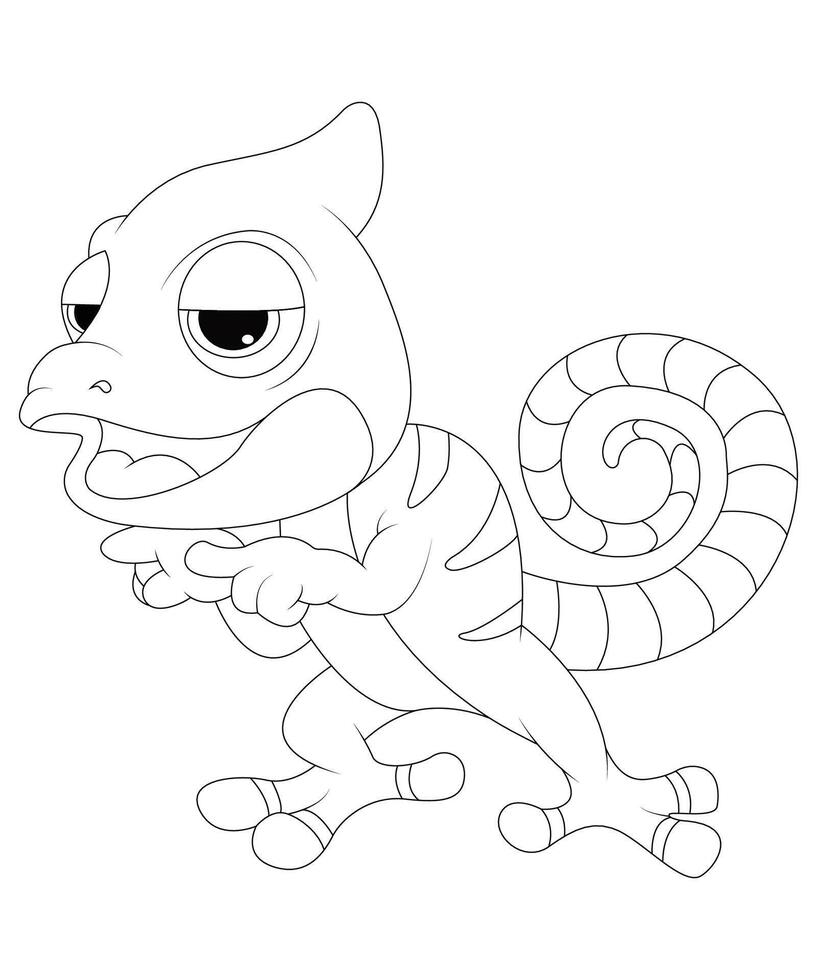 Chameleon Coloring page for kids. Chameleon coloring book page for children vector