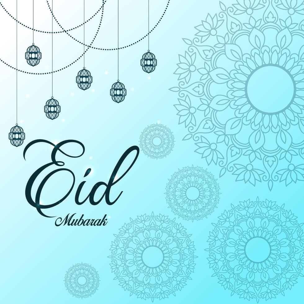 Eid Mubarak festival mosque greeting background vector