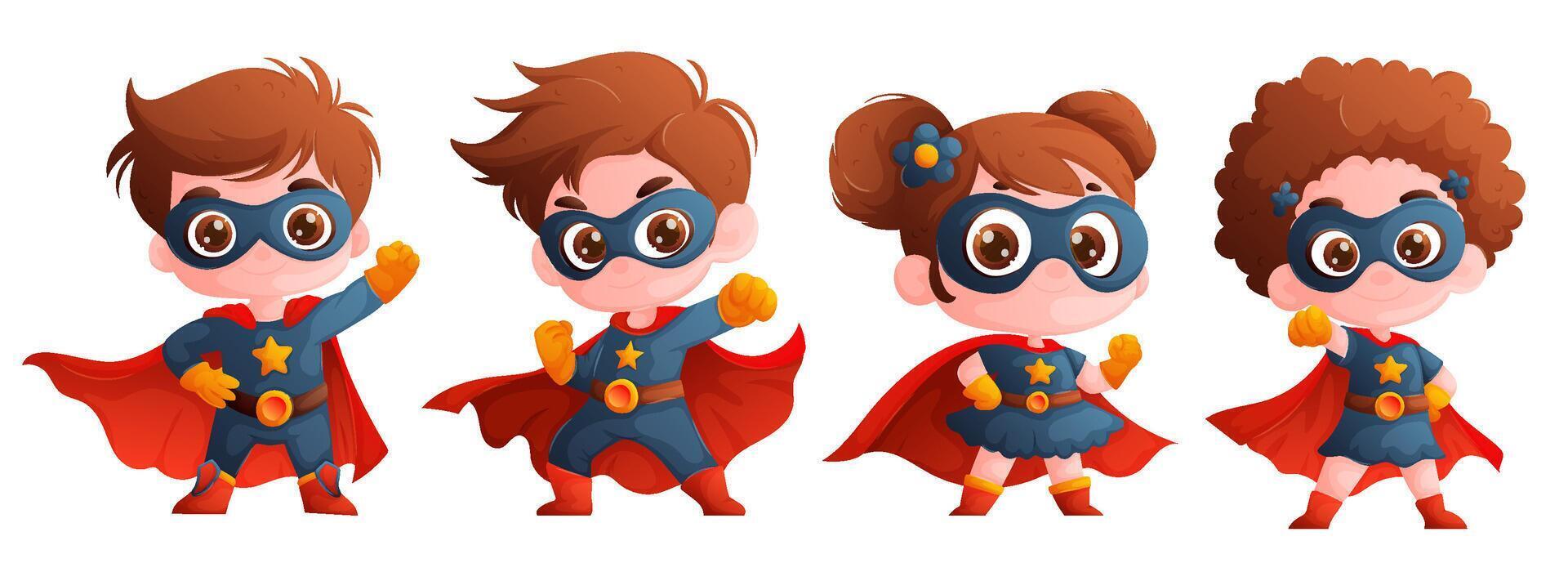 Superhero kids illustration vector