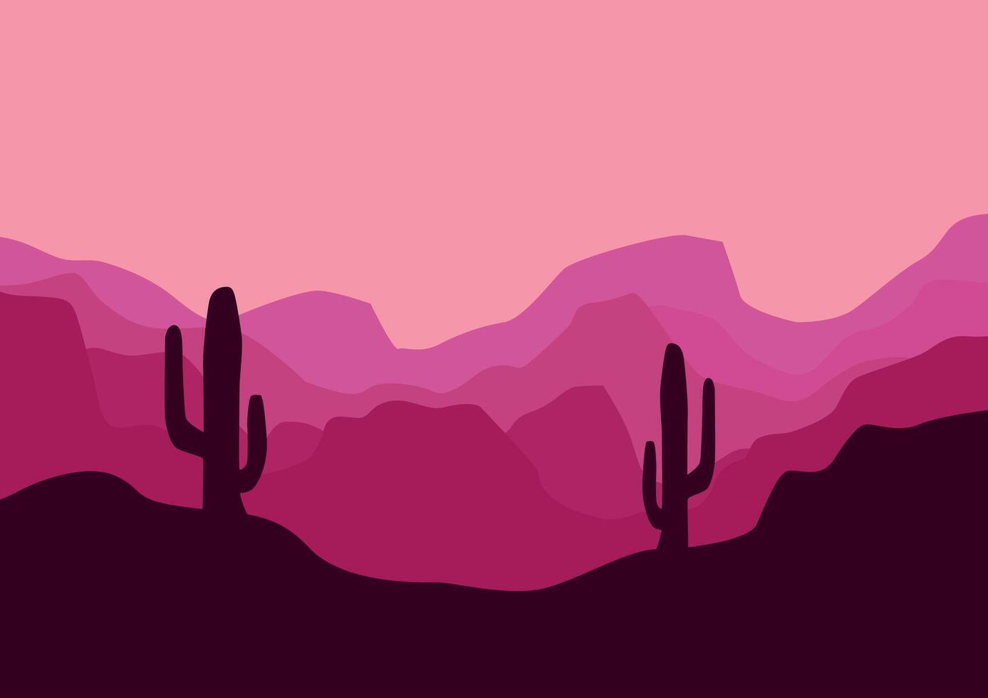 Panoramic view of the desert in America, nature illustration. vector
