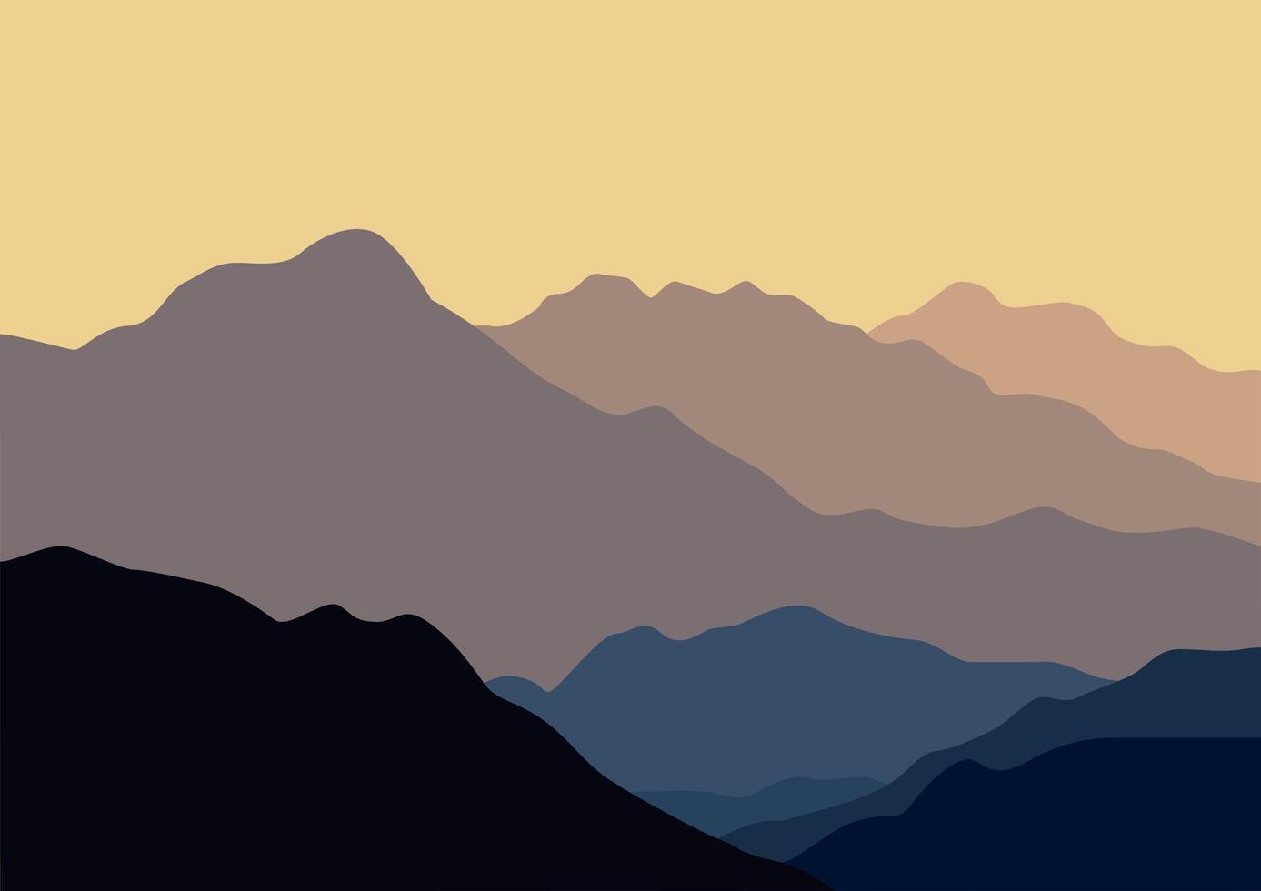 landscape mountains illustration in flat design for background. vector