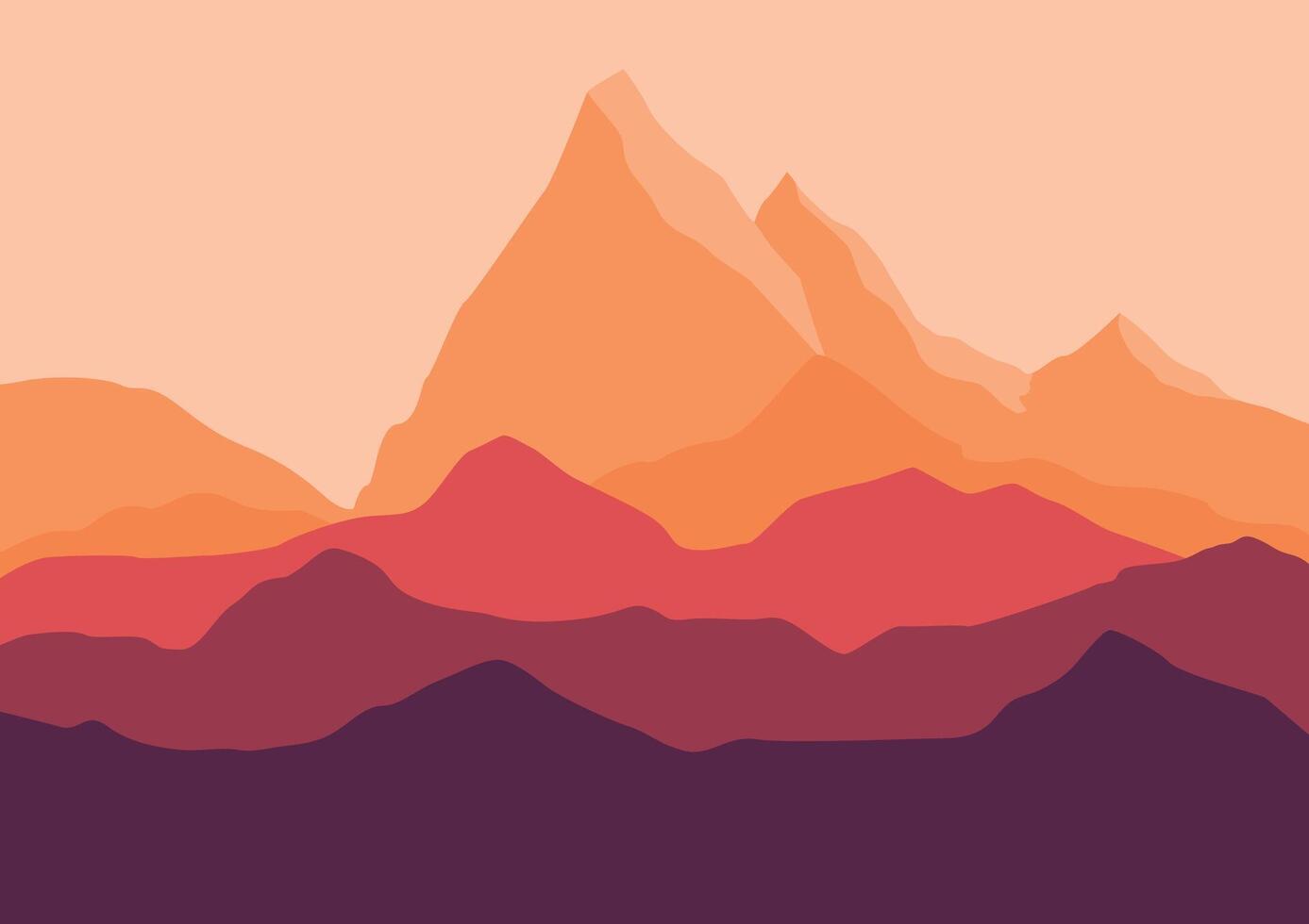 landscape mountains illustration in flat design for background. vector