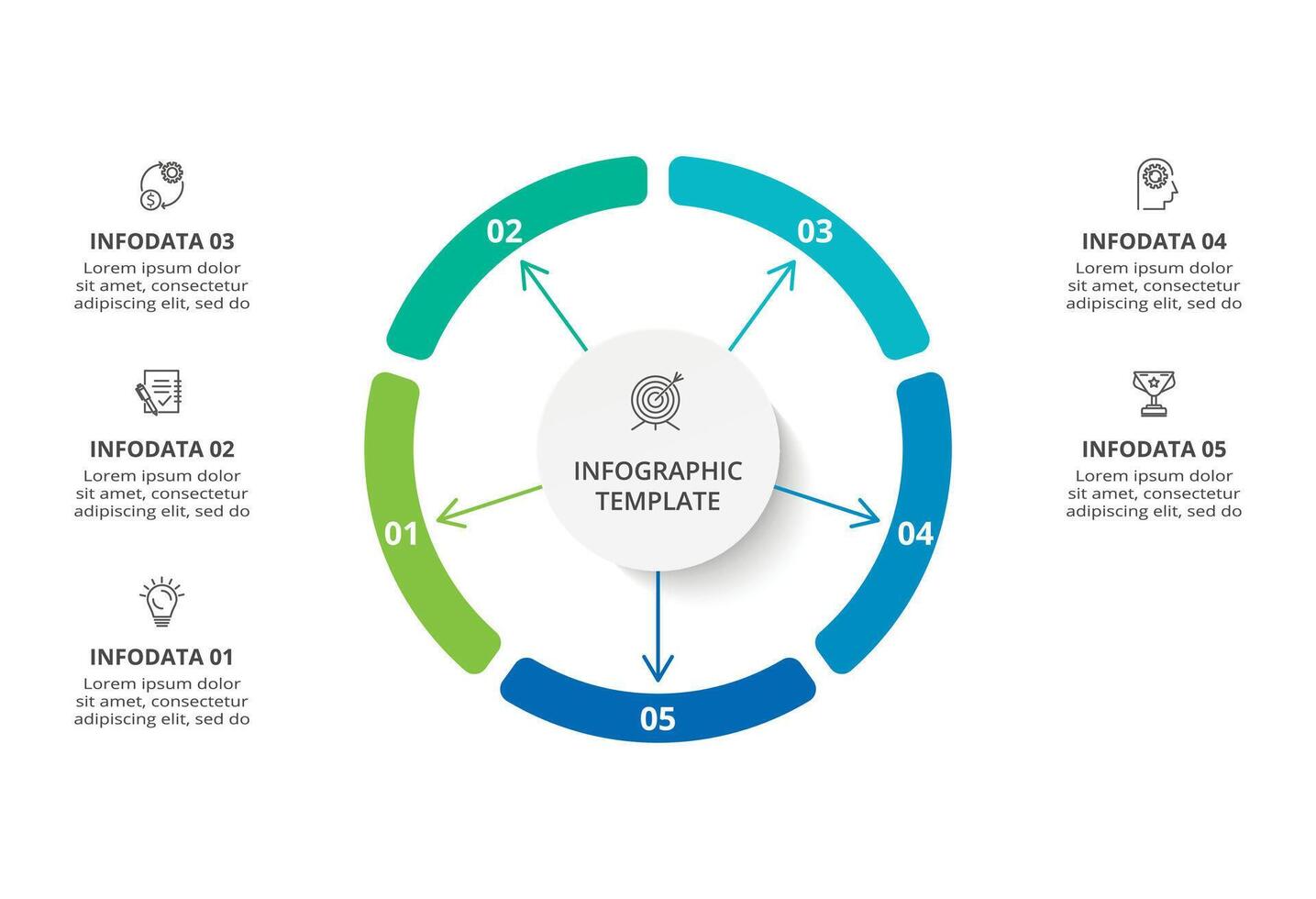 Creative concept for infographic with 5 steps, options, parts or processes. Business data visualization. vector