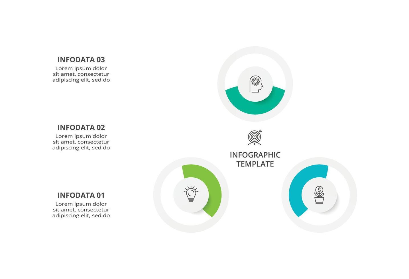 Creative concept for infographic with 3 steps, options, parts or processes. Business data visualization. vector