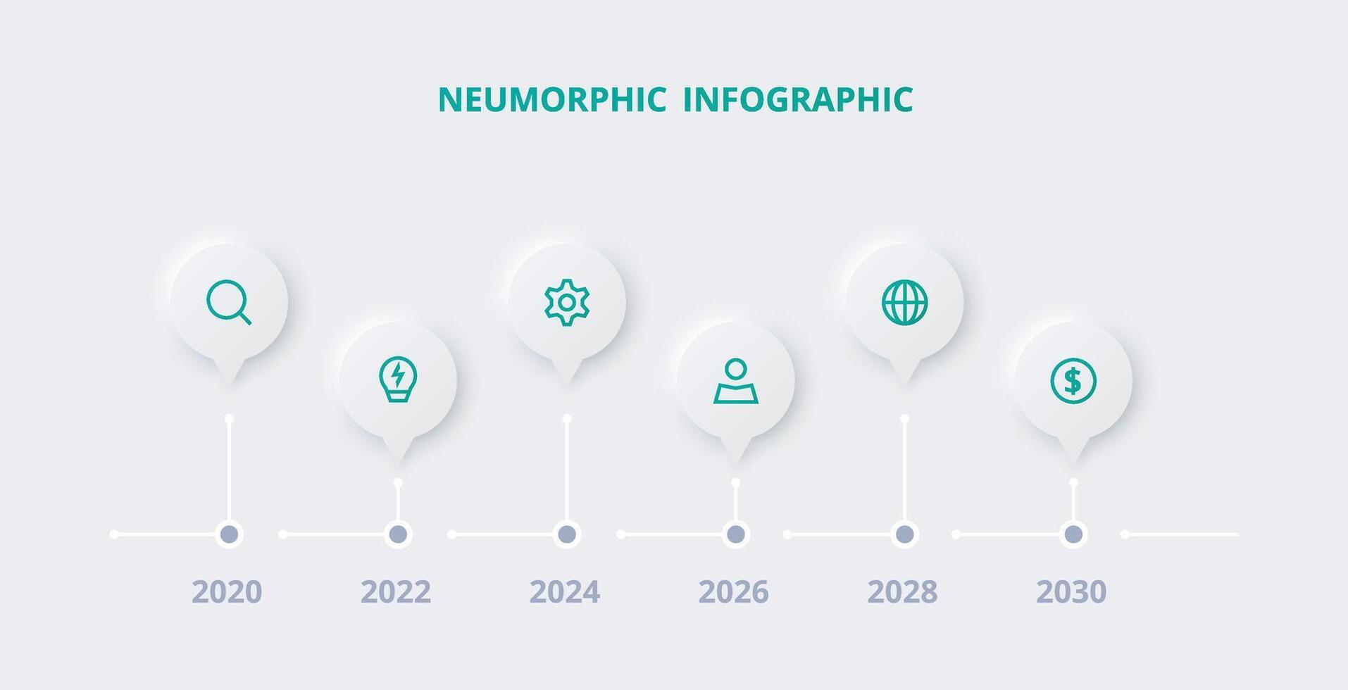 Neumorphic flowchart infographic. Creative concept for infographic with 6 steps, options, parts or processes. Template for diagram, graph, presentation and chart. vector