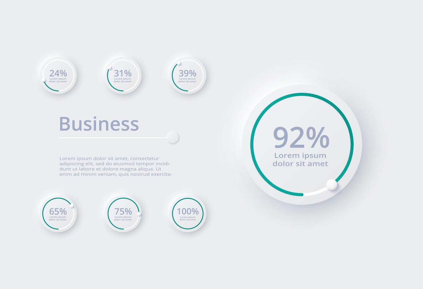 Neumorphic flowchart infographic. Creative concept for infographic with 76 steps, options, parts or processes. Template for diagram, graph, presentation and chart. vector