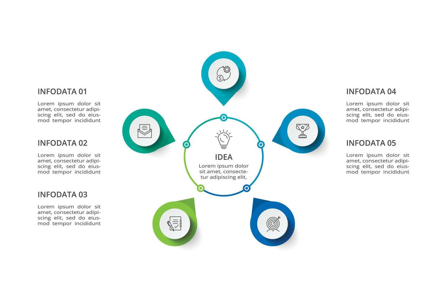 Creative concept for infographic with 5 steps, options, parts or processes. Business data visualization. vector