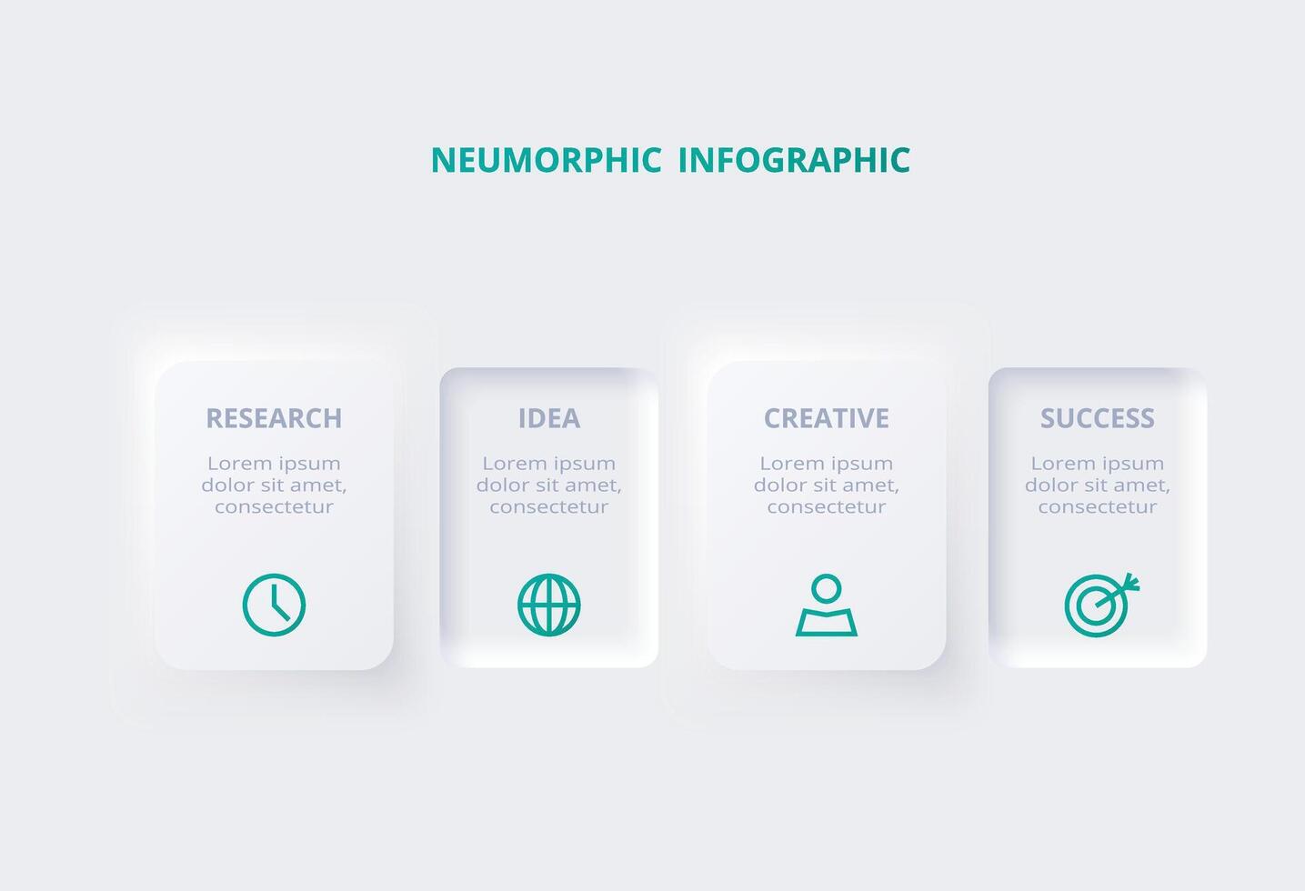 Neumorphic flowchart infographic. Creative concept for infographic with 4 steps, options, parts or processes. Template for diagram, graph, presentation and chart. vector