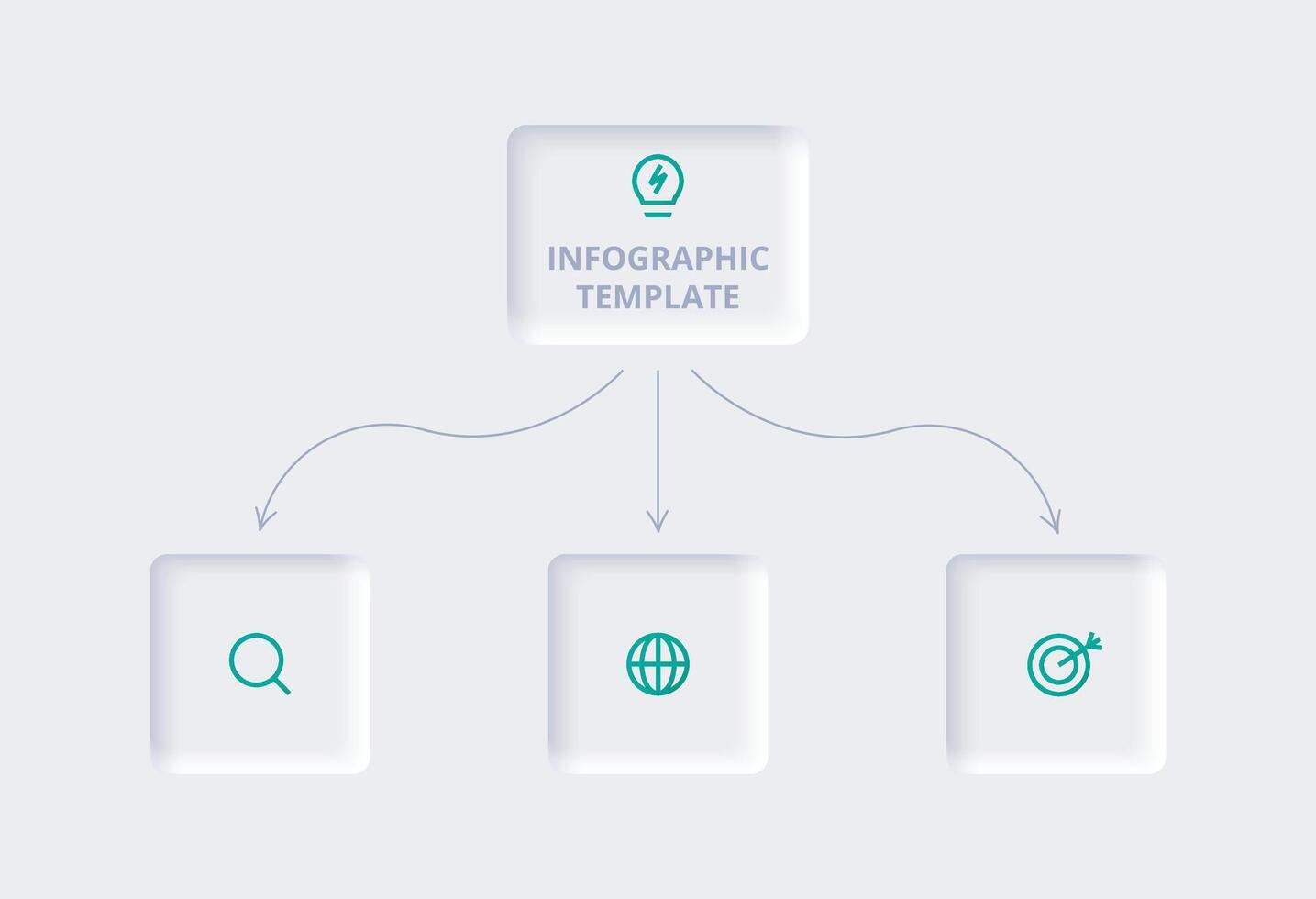 Neumorphic flowchart infographic. Creative concept for infographic with 3 steps, options, parts or processes. Template for diagram, graph, presentation and chart. vector