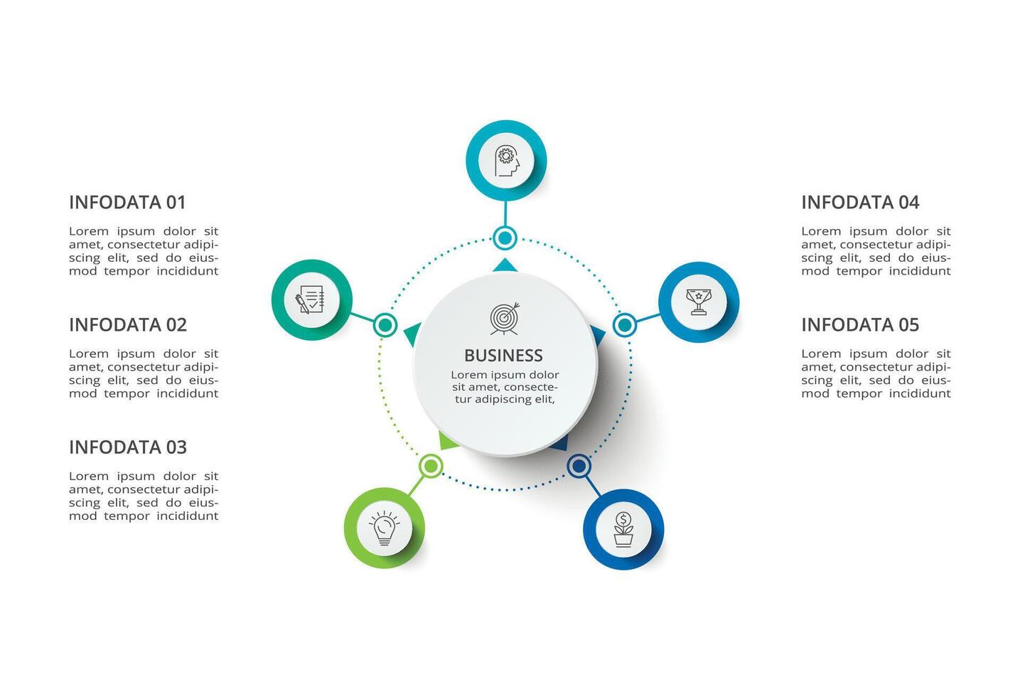 Creative concept for infographic with 5 steps, options, parts or processes. Business data visualization. vector