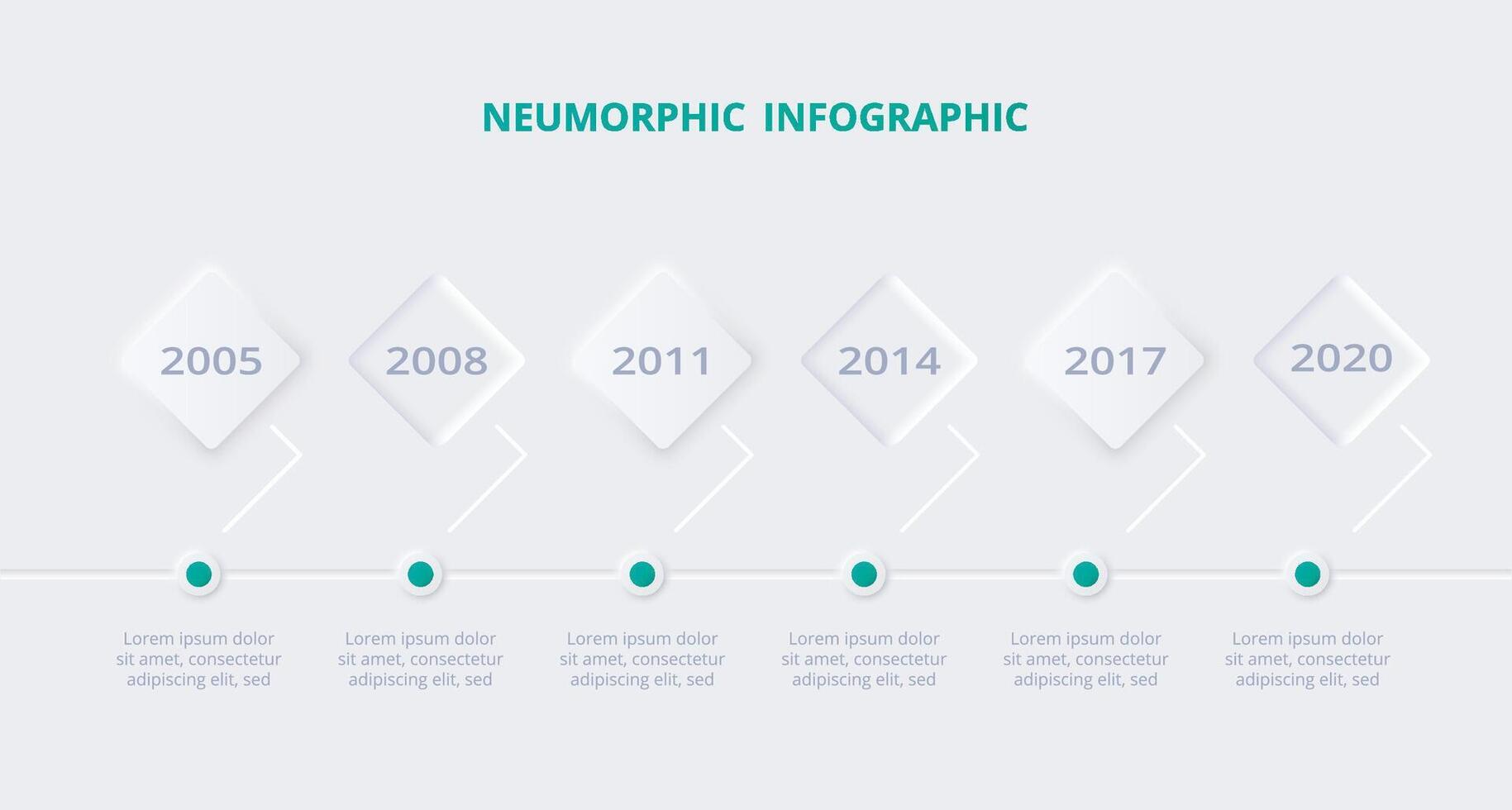 Neumorphic flowchart infographic. Creative concept for infographic with 6 steps, options, parts or processes. Template for diagram, graph, presentation and chart. vector