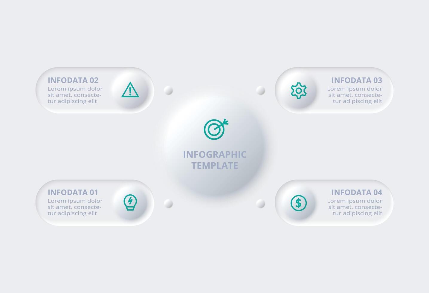 Neumorphic flowchart infographic. Creative concept for infographic with 4 steps, options, parts or processes. Template for diagram, graph, presentation and chart. vector