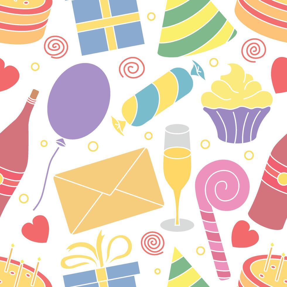 Happy birthday pattern. Seamless birthday background vector