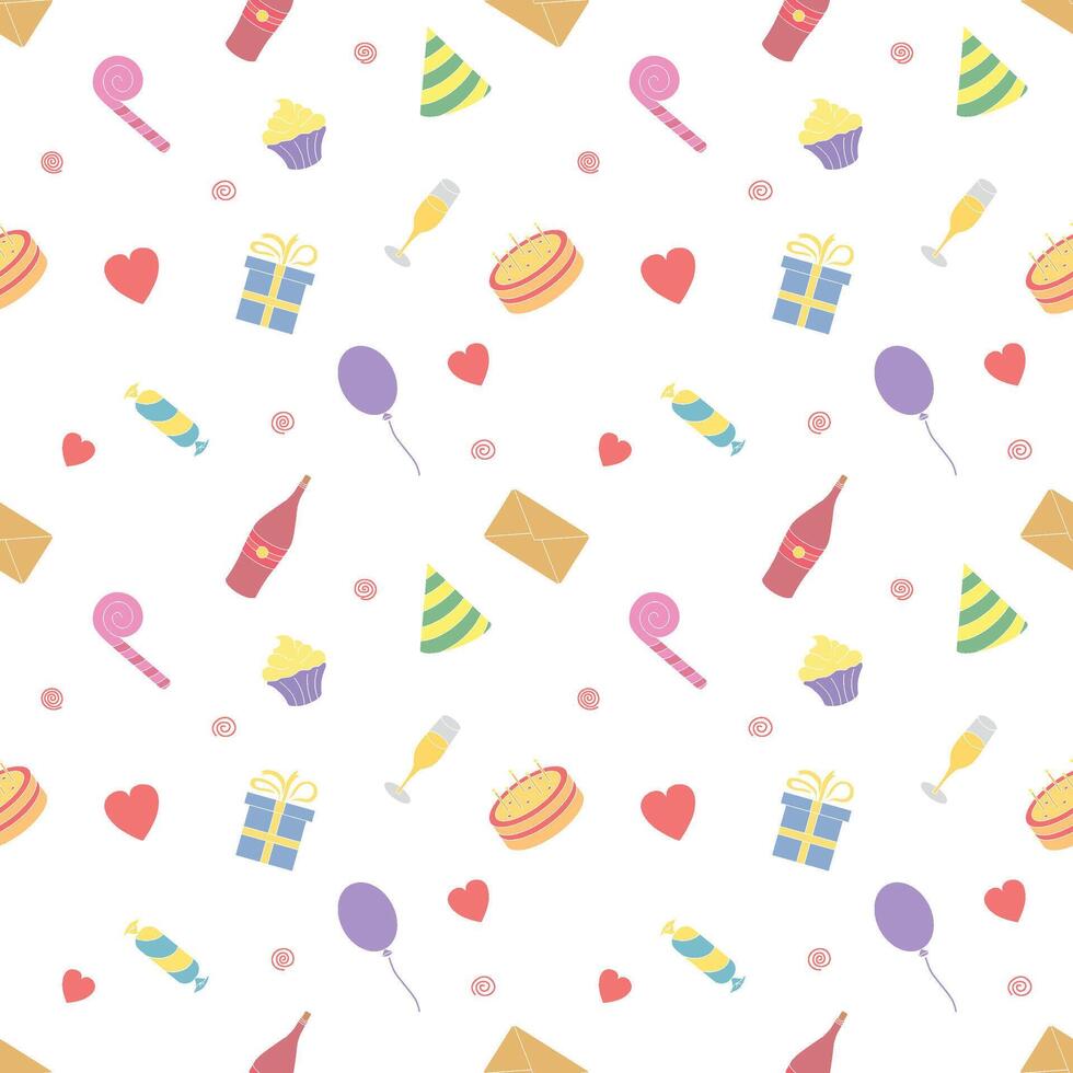 Happy birthday pattern. Seamless birthday background vector