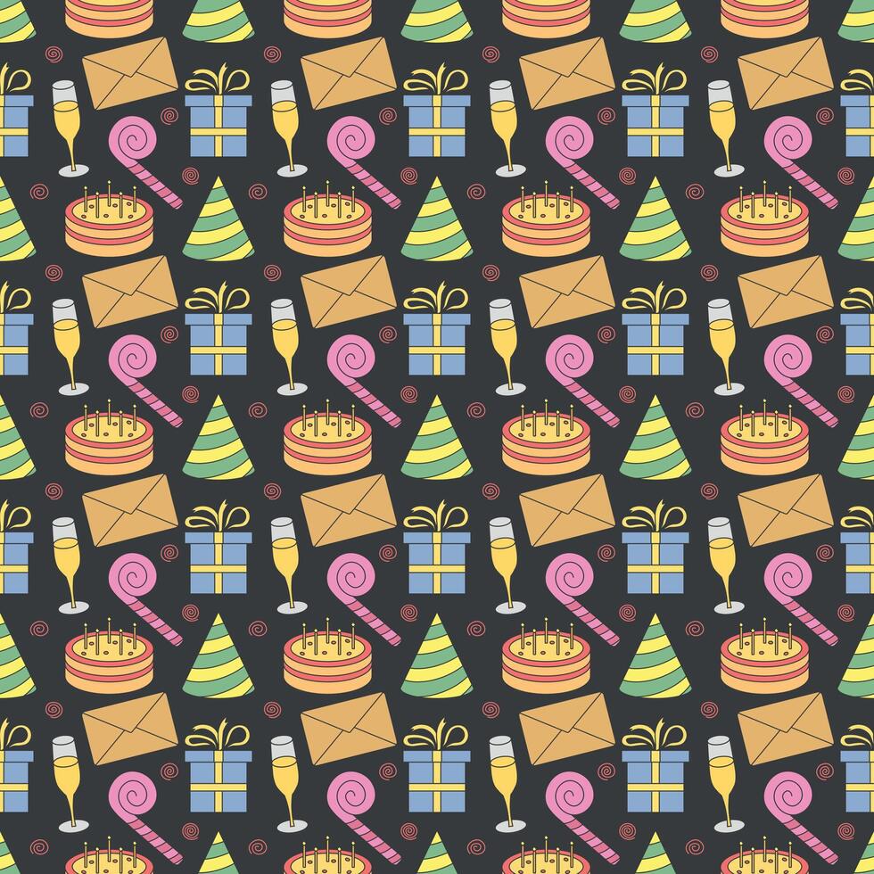Happy birthday pattern. Seamless birthday background vector