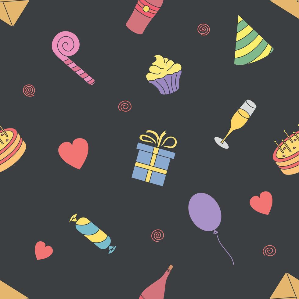 Happy birthday pattern. Seamless birthday background vector