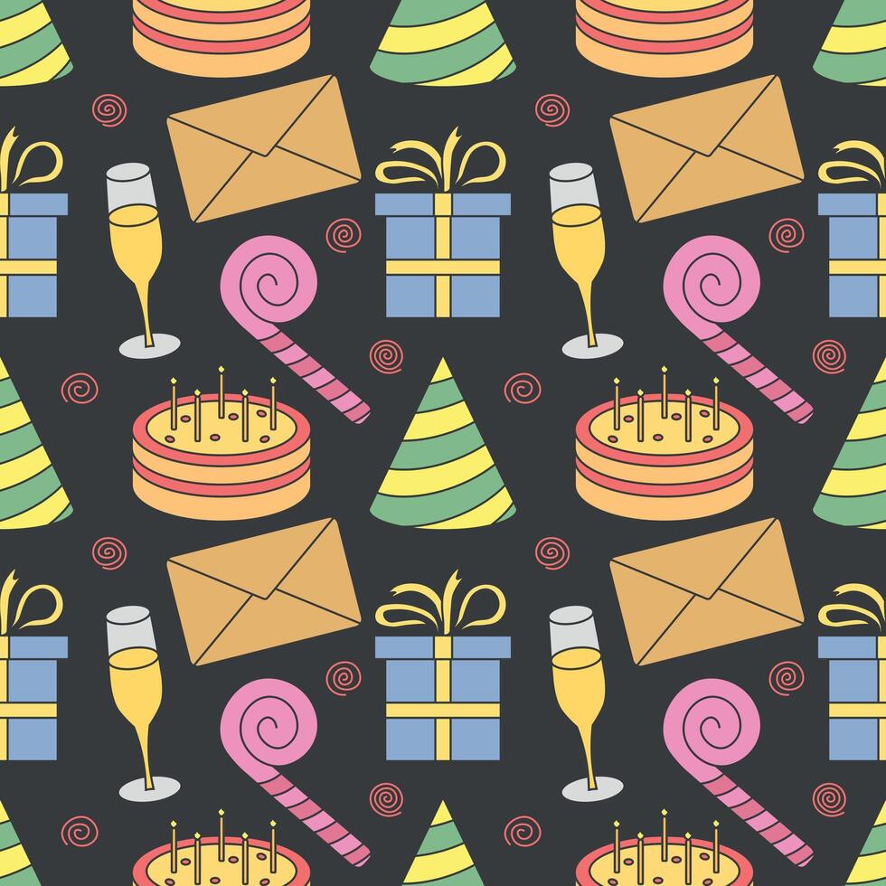 Happy birthday pattern. Seamless birthday background vector
