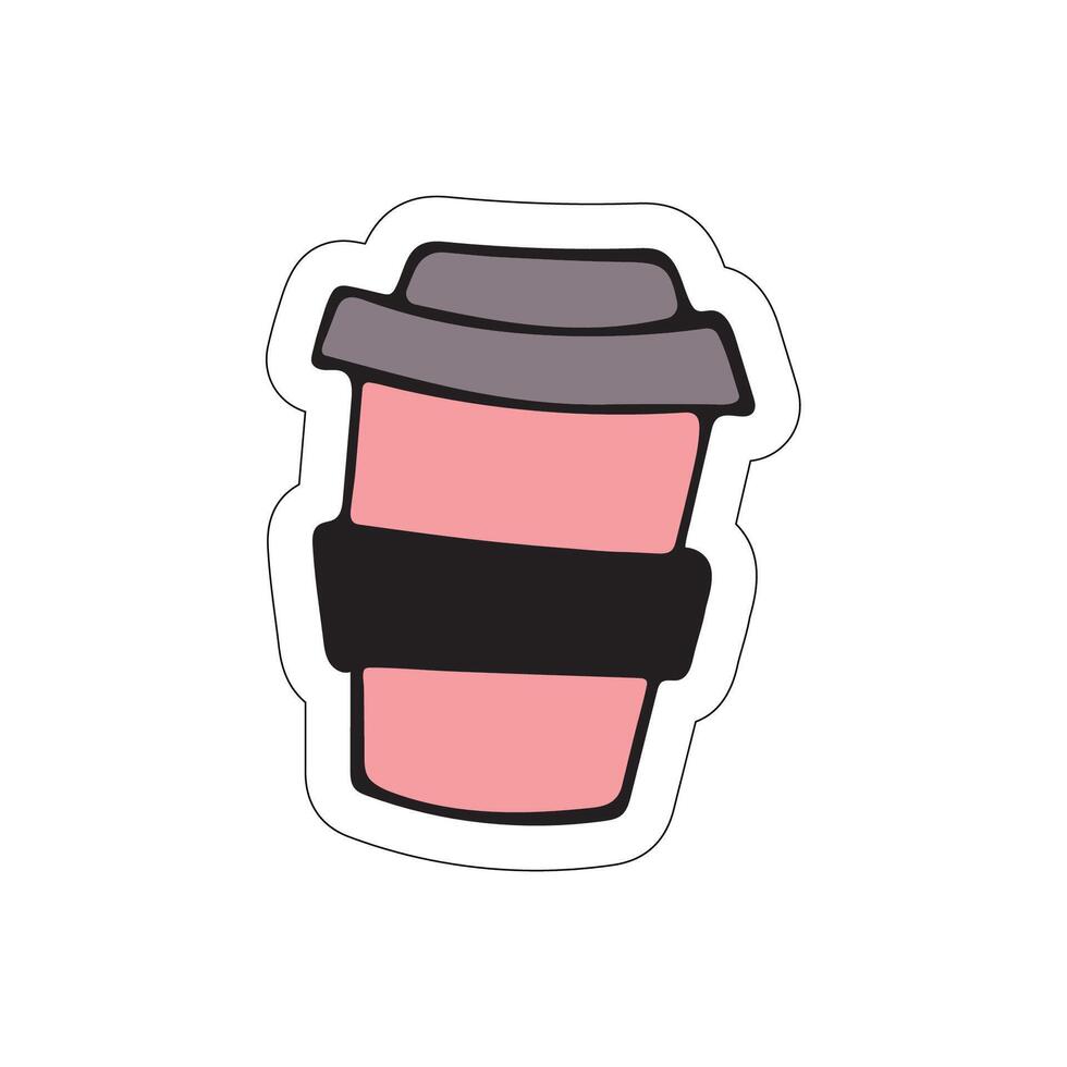 A sticker with a picture of a coffee cup on a white background. vector