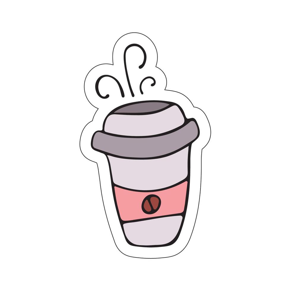A sticker with a picture of a coffee cup on a white background. vector