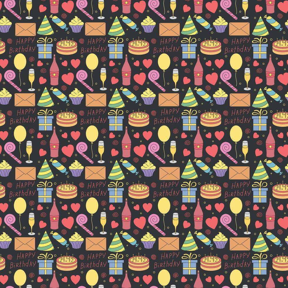 Happy birthday pattern. Seamless birthday background vector
