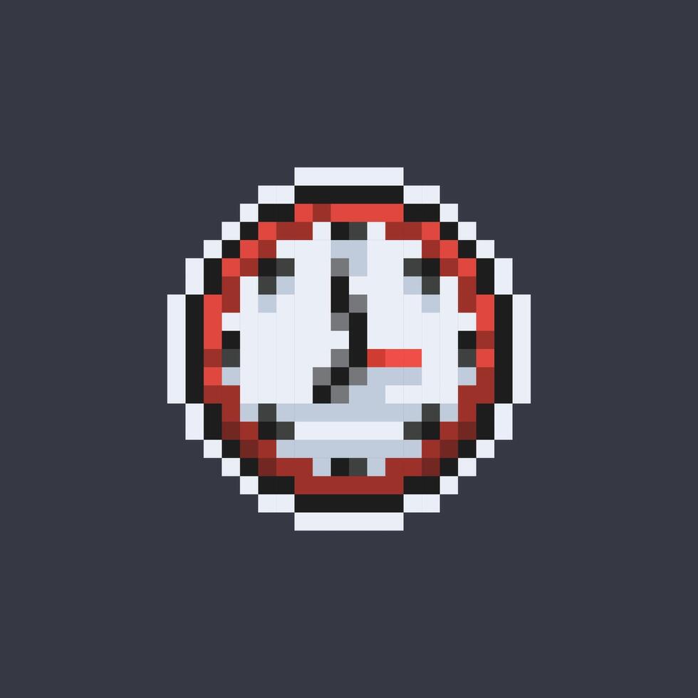 analog clock in pixel art style vector