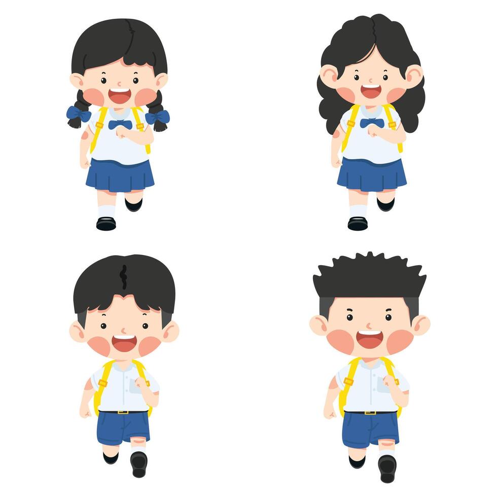 Kids student running back to school vector