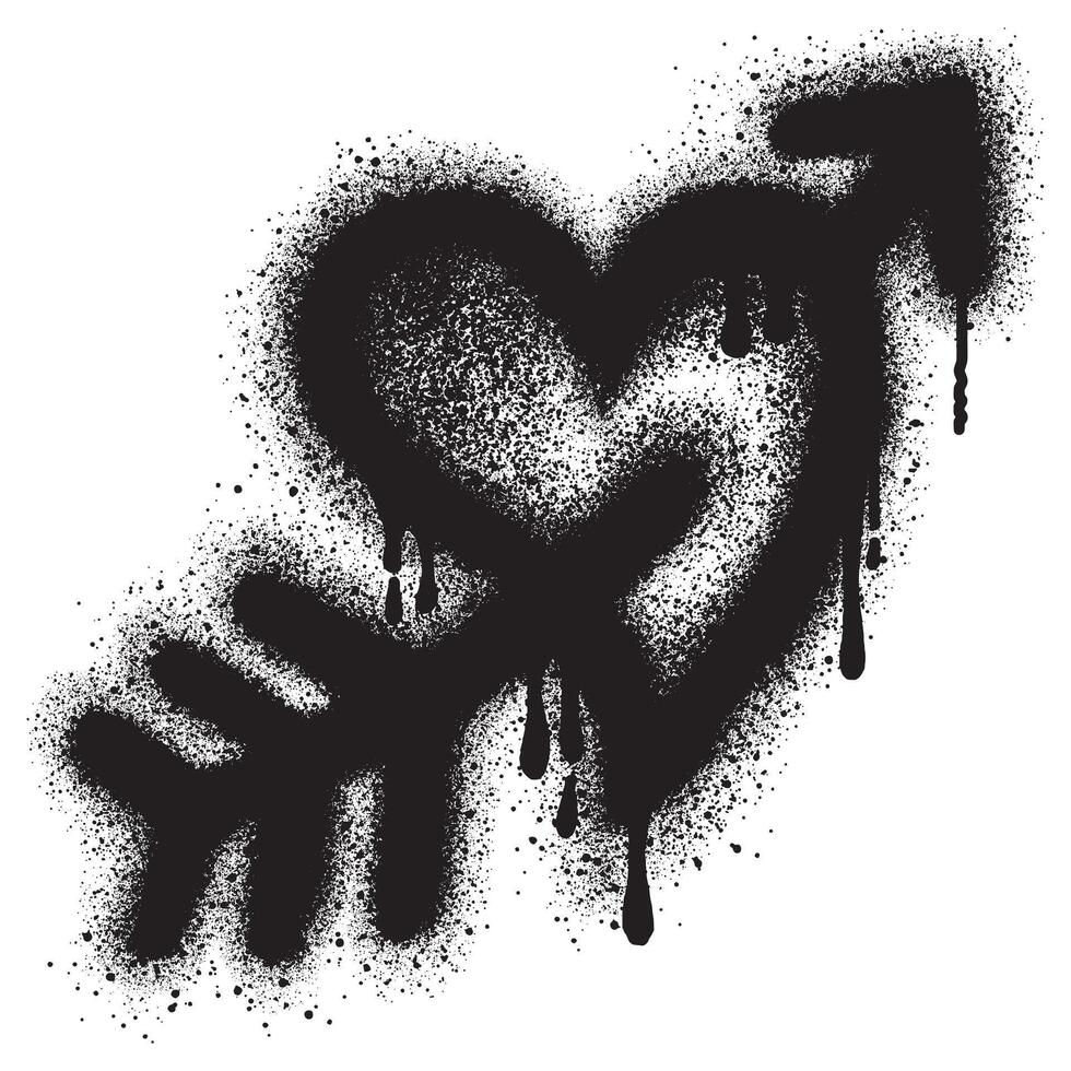Graffiti Style Heart And Arrow isolated on White background. vector
