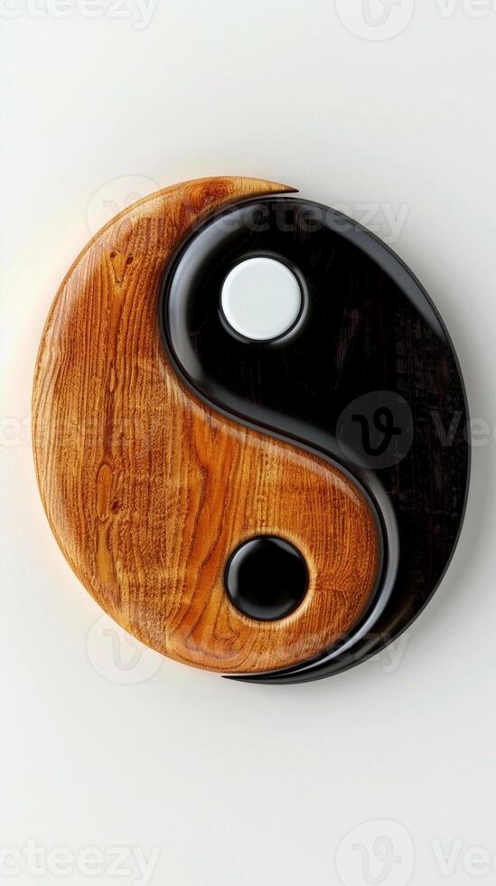 Yin Yang symbol of harmony and balance, design element, isolated on white background photo