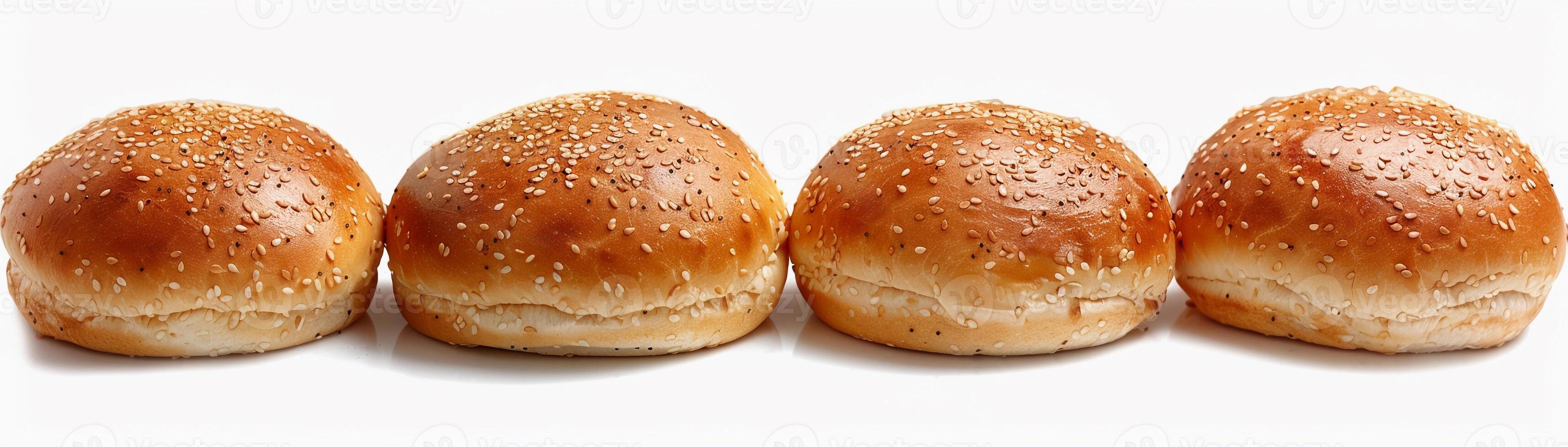 Delicious burger buns, isolated on white background photo
