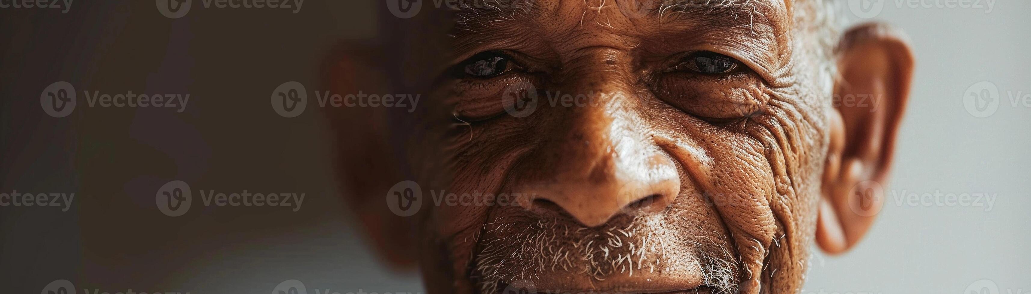 Experience and Wisdom, a close-up of an older man with a kind smile and a few wrinkles around his eyes photo