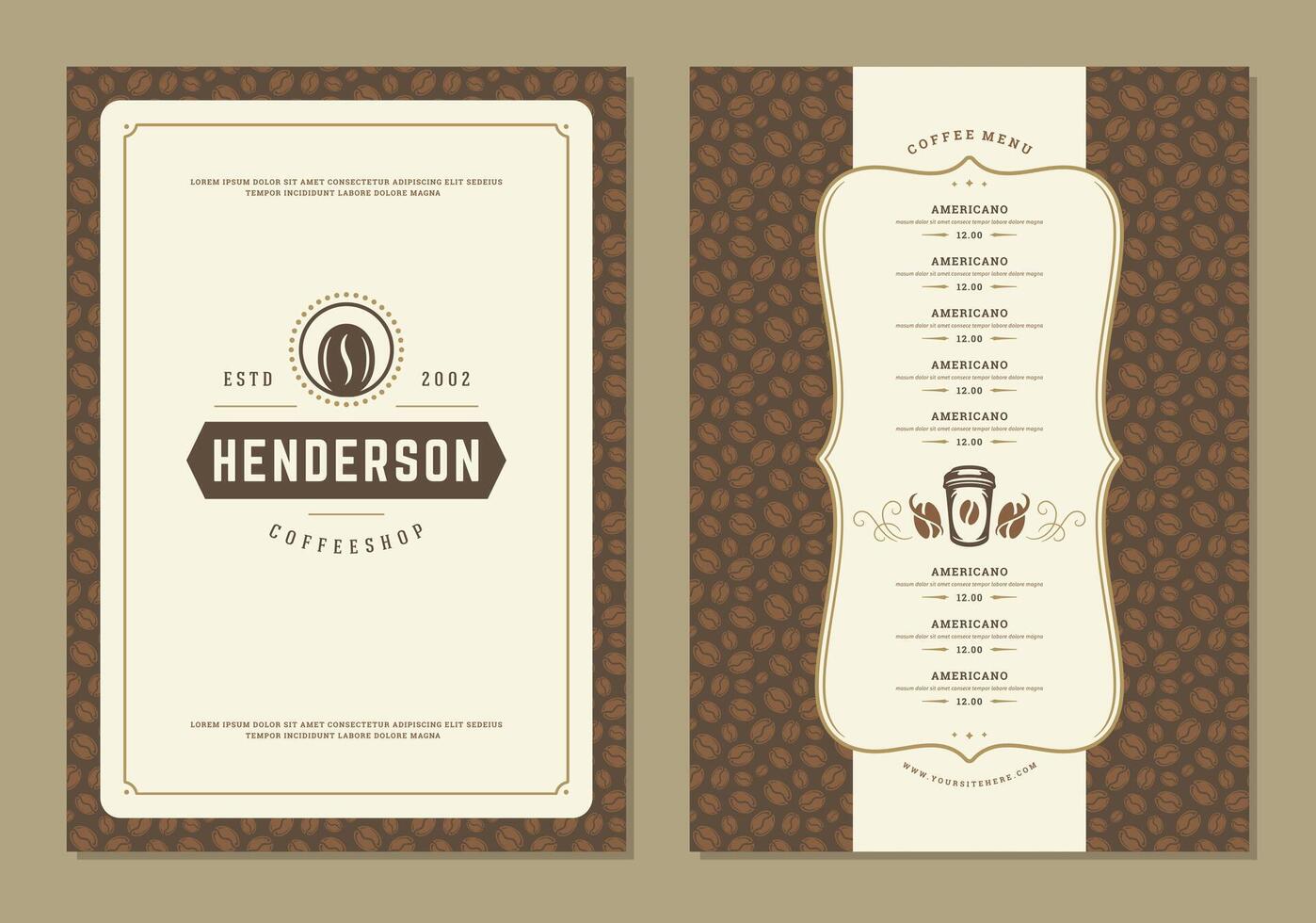 Coffee menu design brochure template Illustration vector
