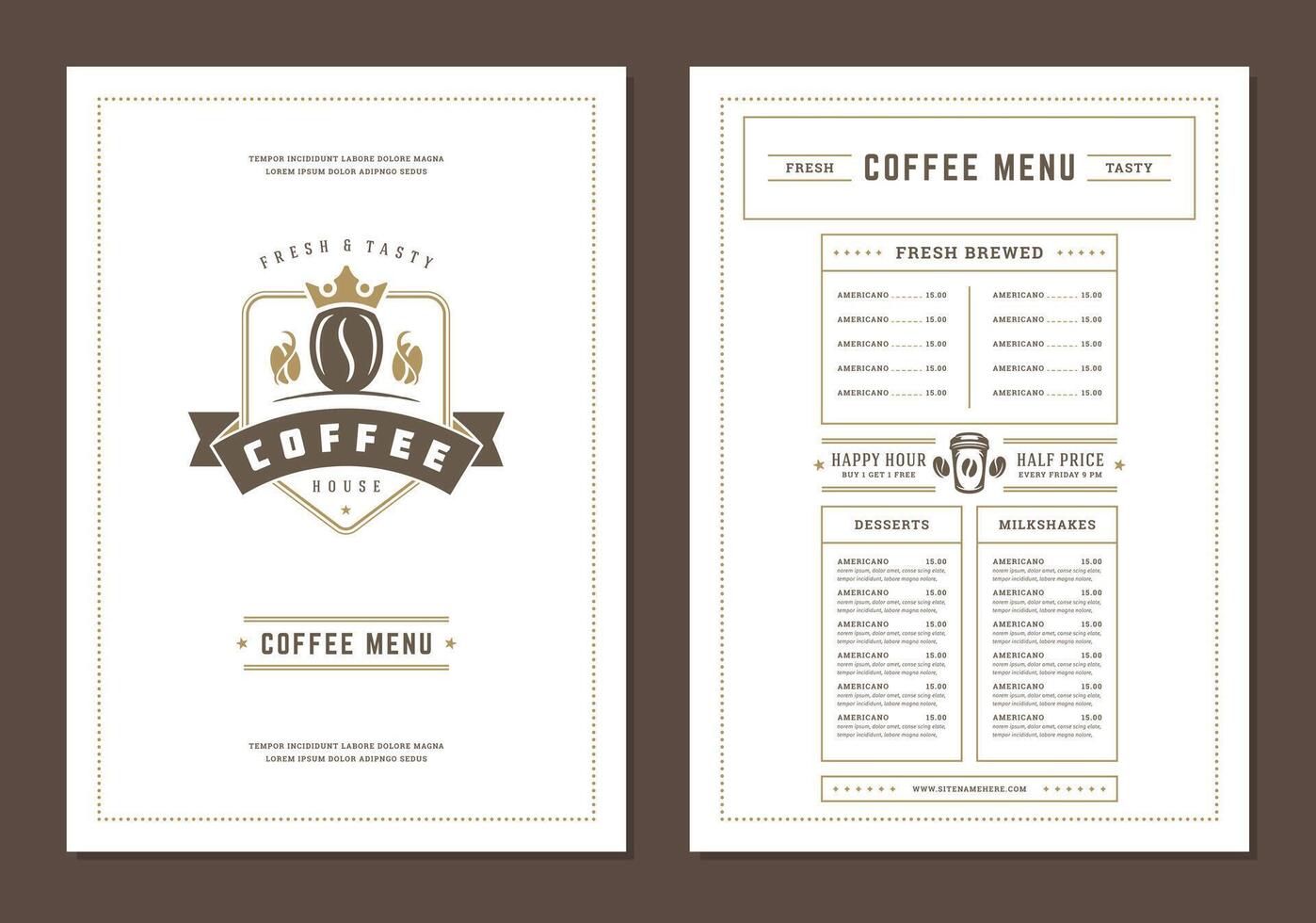 Coffee menu design brochure template Illustration vector