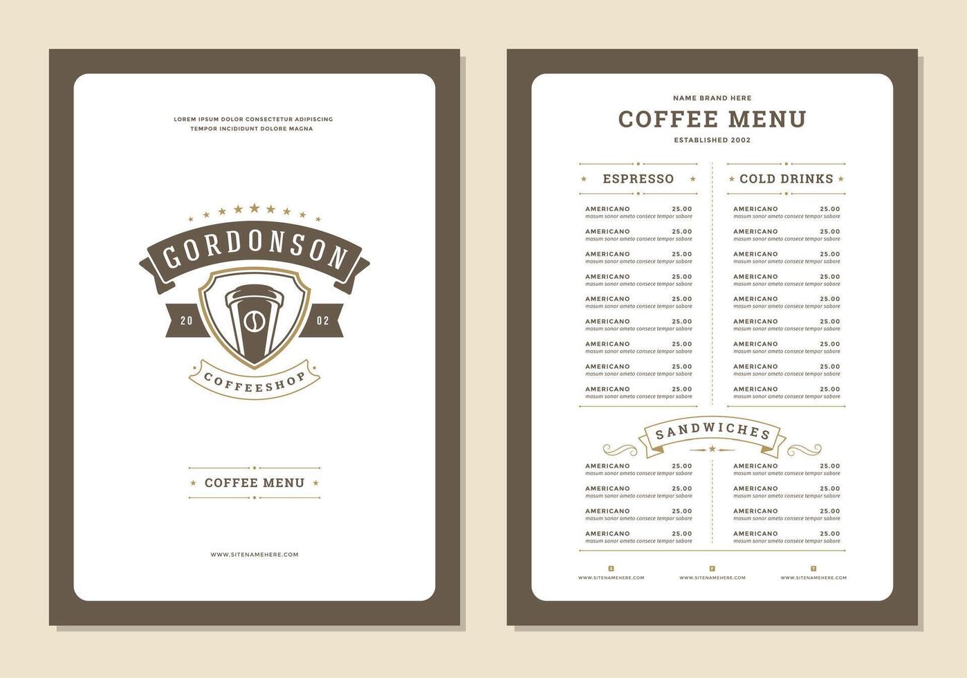 Coffee menu design brochure template Illustration vector