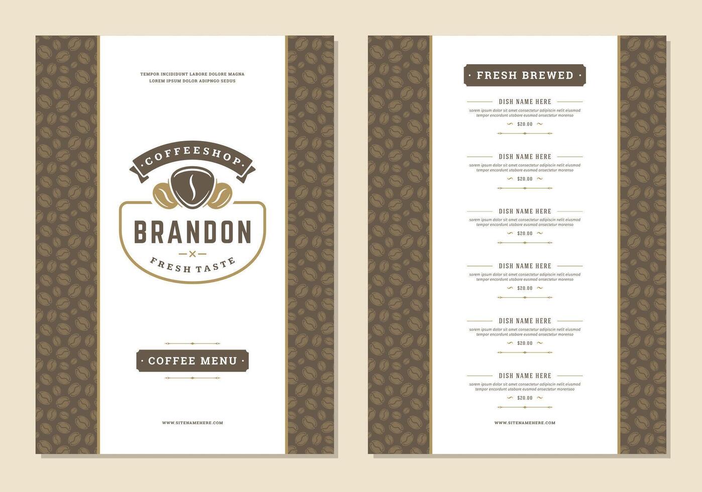 Coffee menu design brochure template Illustration vector