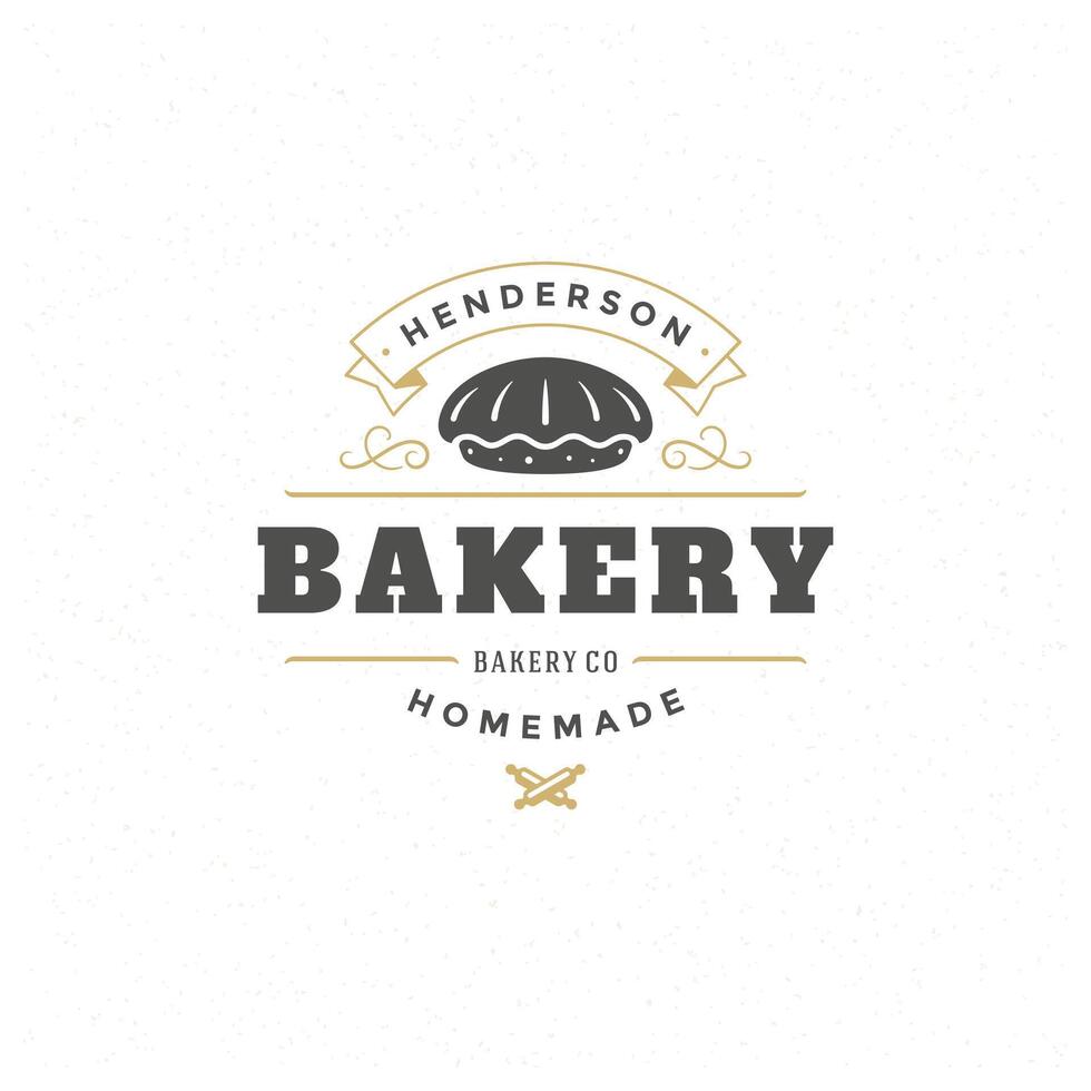 Bakery logo or badge vintage illustration pie silhouette for bakery shop vector