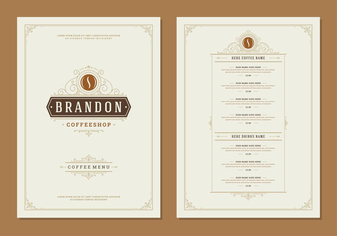 Coffee menu design brochure template Illustration vector