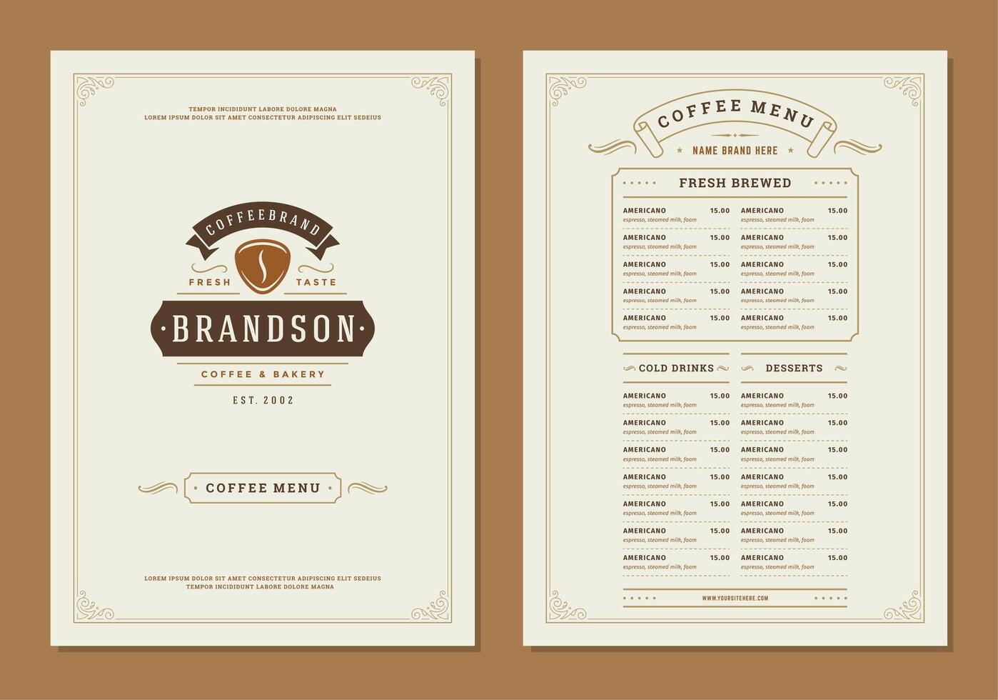 Coffee menu design brochure template Illustration vector