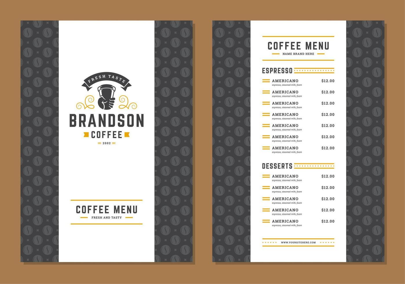 Coffee menu design brochure template Illustration vector