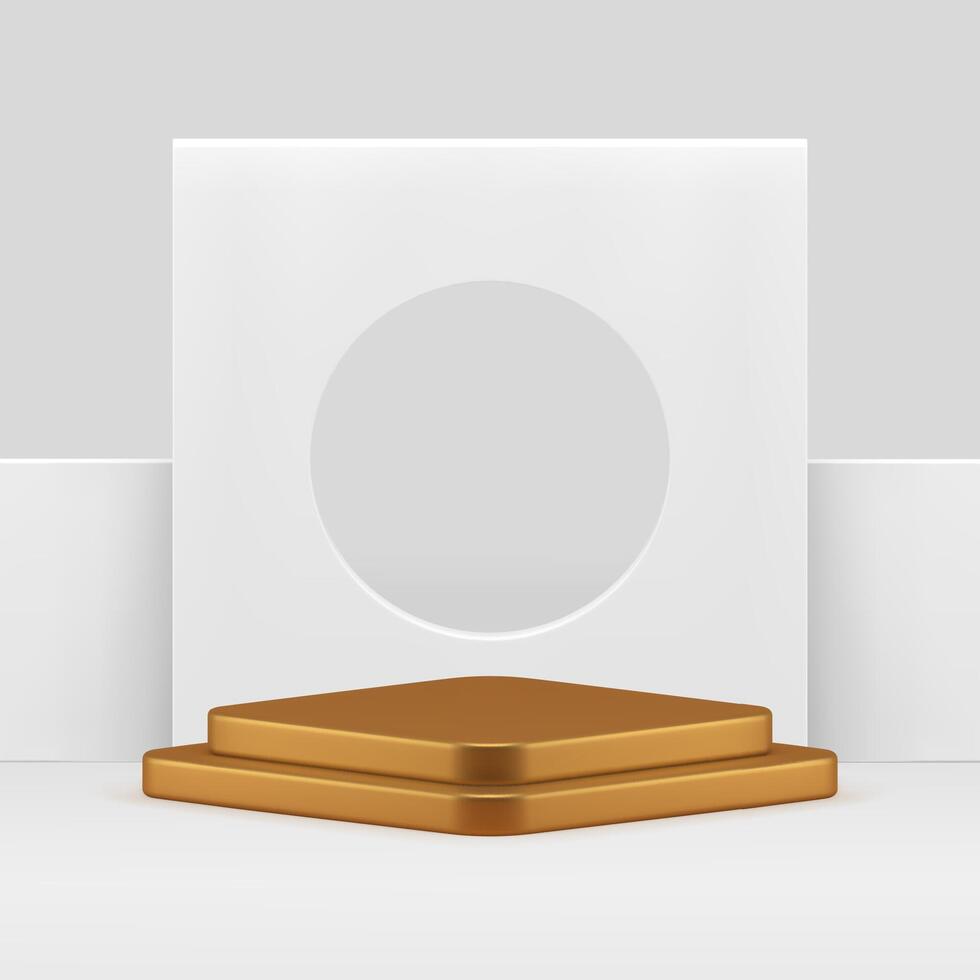 White geometric 3d podium pedestal mock up for cosmetic product show realistic vector