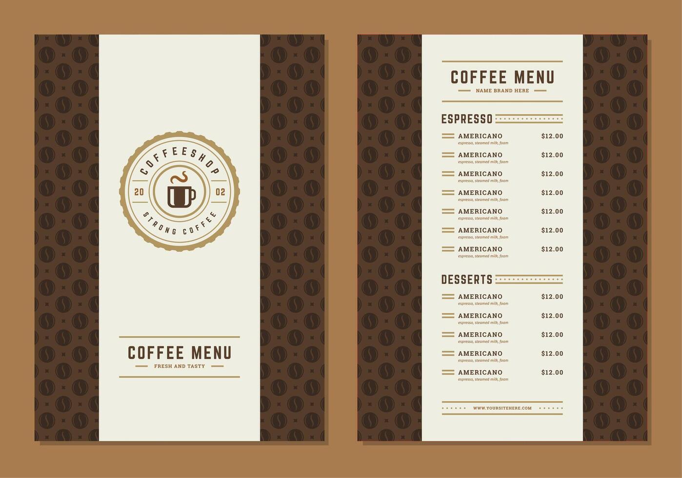 Coffee menu design brochure template Illustration vector