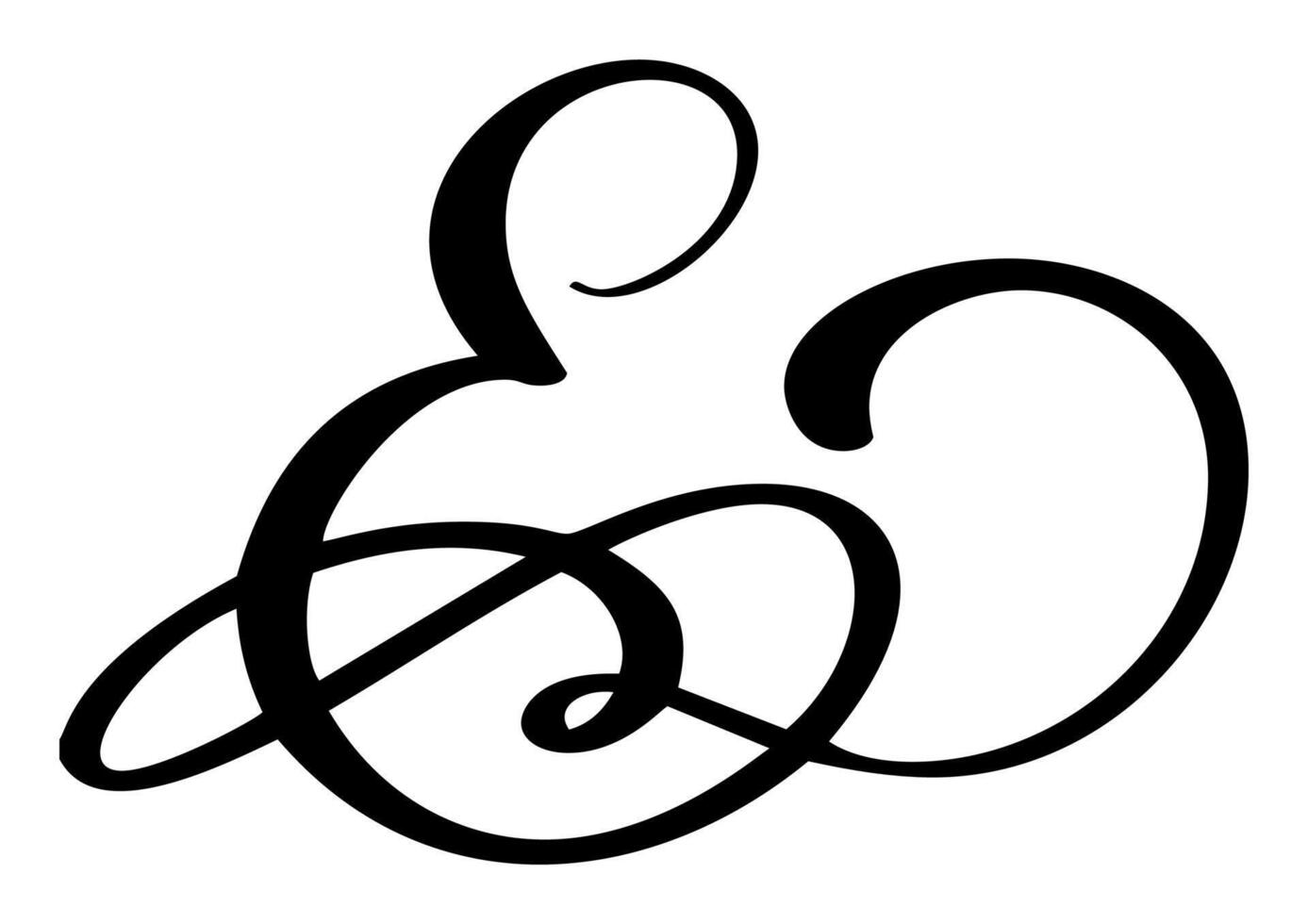 Hand drawn calligraphy letter E. Script font logo. Handwritten brush style flourish vector