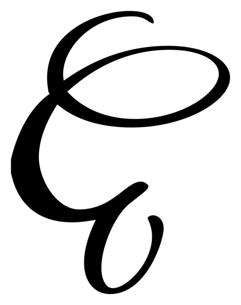 calligraphy hand drawn letter E. Script font logo icon. Handwritten brush style vector