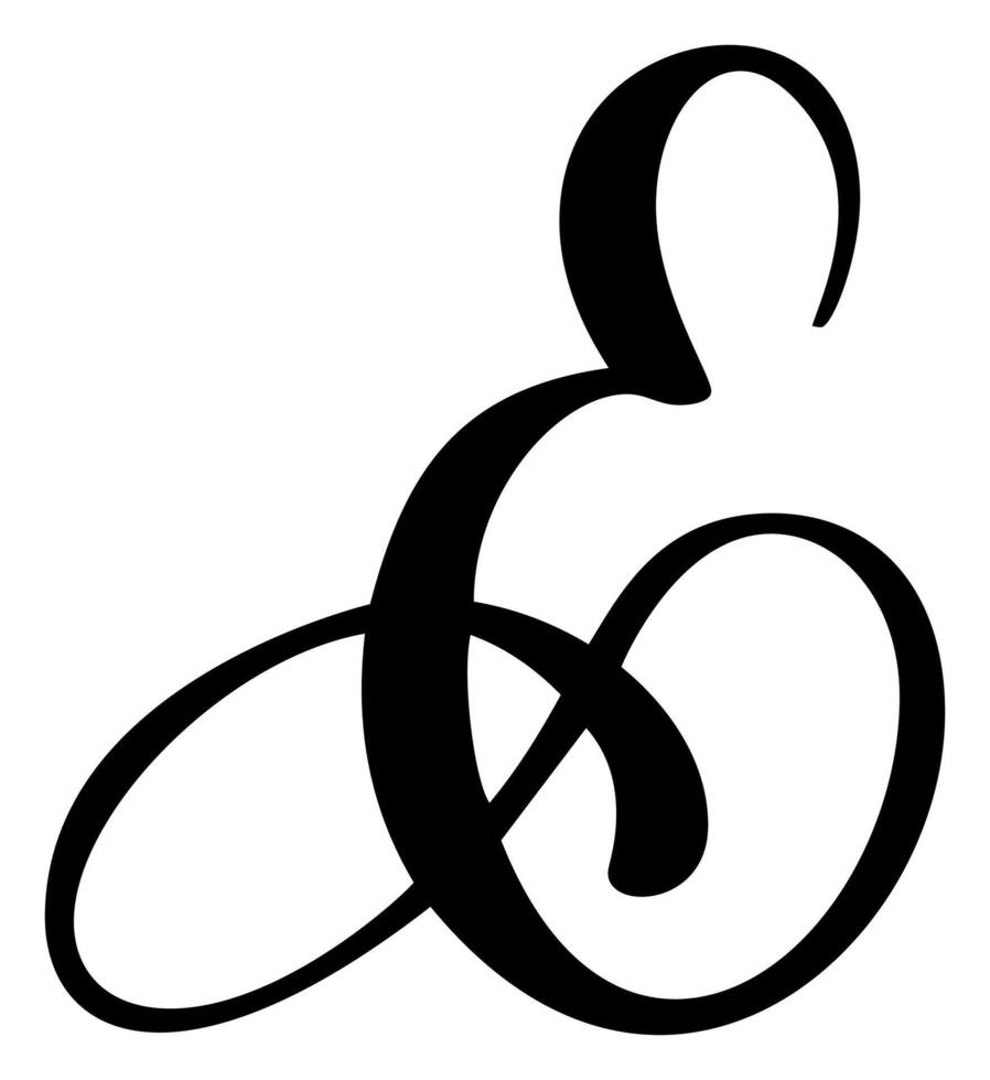 calligraphy hand drawn letter E logo. Script font. Handwritten brush style vector