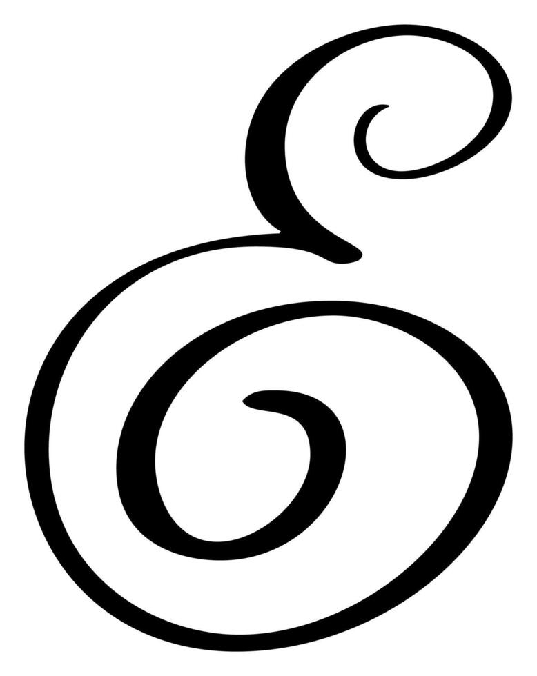 Hand drawn calligraphy letter E. Script font logo. Handwritten brush style flourish vector